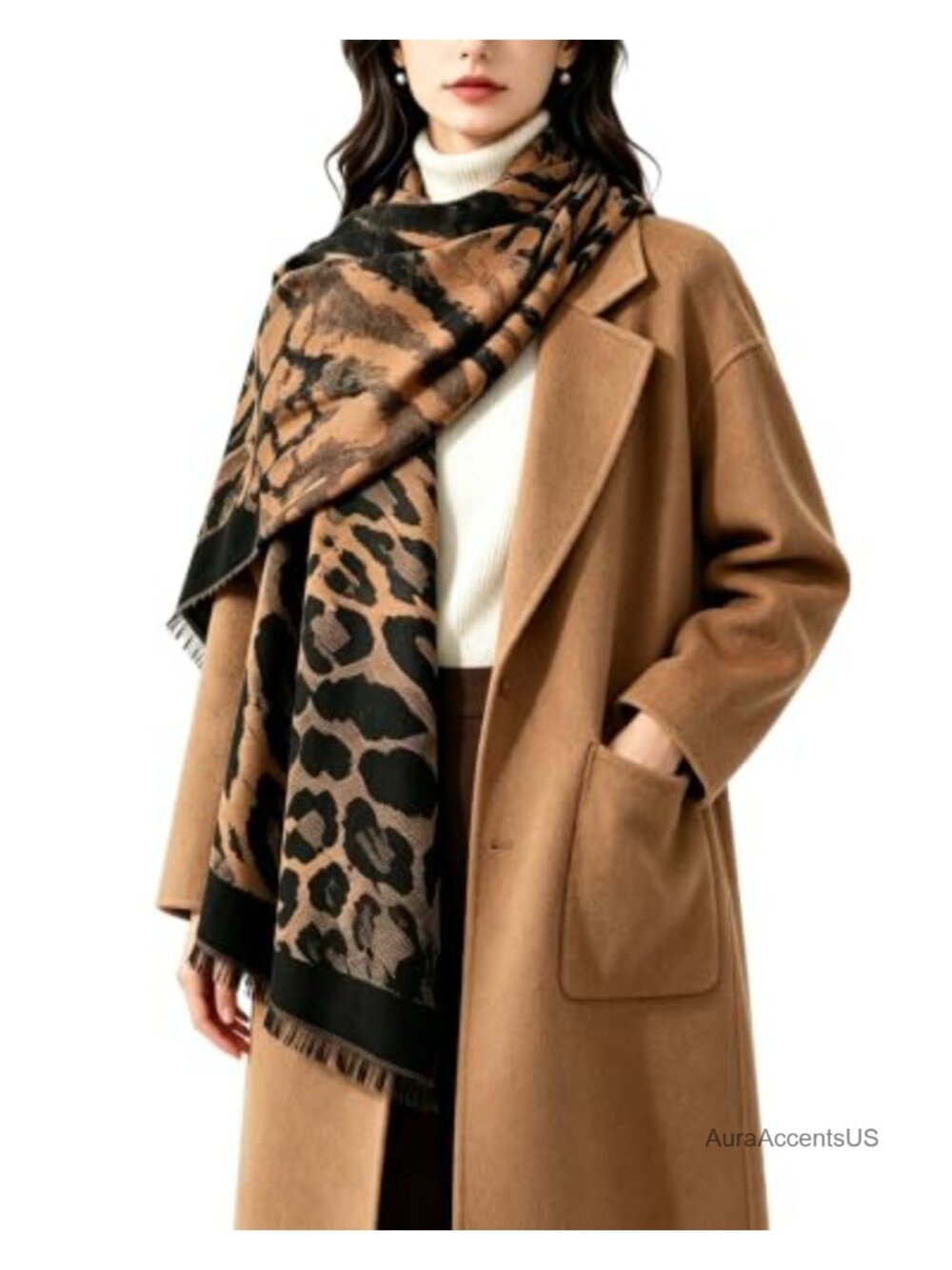 Women's Reversible Tassel Scarf Soft Warm Winter Shawl Wrap
